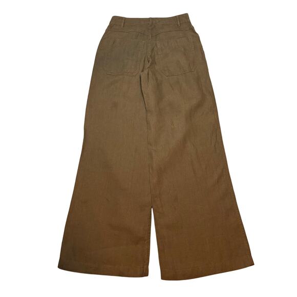 Madewell Zoe Wide Leg Linen Pants Safari Khaki High Rise 00 NWT - Picture 7 of 10